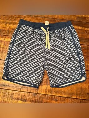 Fair Harbor Boys Swim Trunks XL Blue Geometric Print Lined Quick Dry Shorts